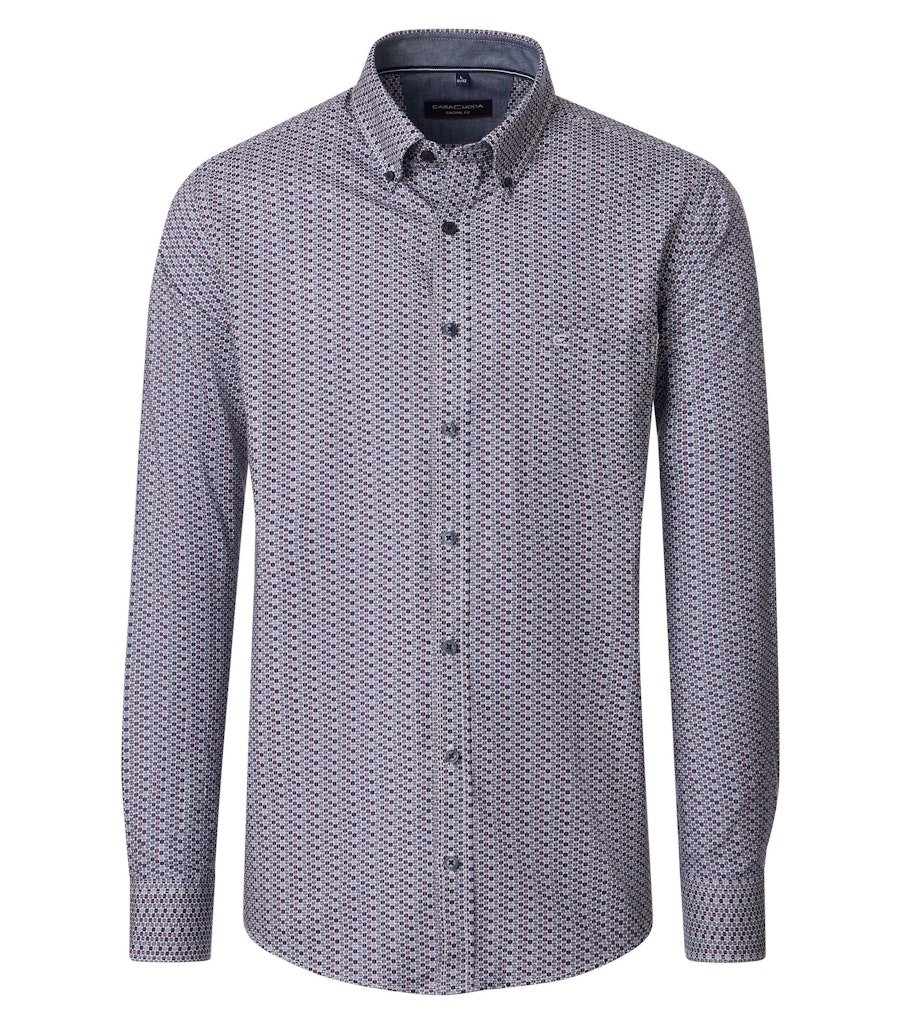 Casa Moda – Casual Fit – Red Print – Cotton Poplin Shirt