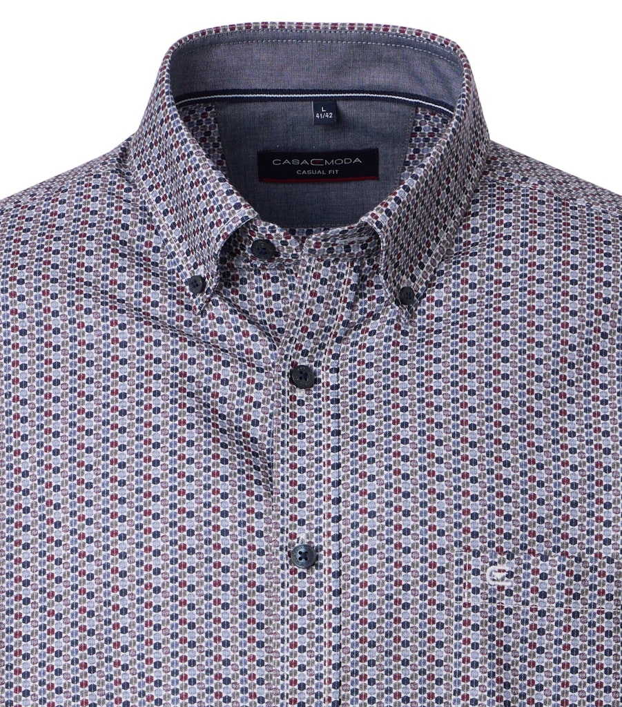 Casa Moda – Casual Fit – Red Print – Cotton Poplin Shirt