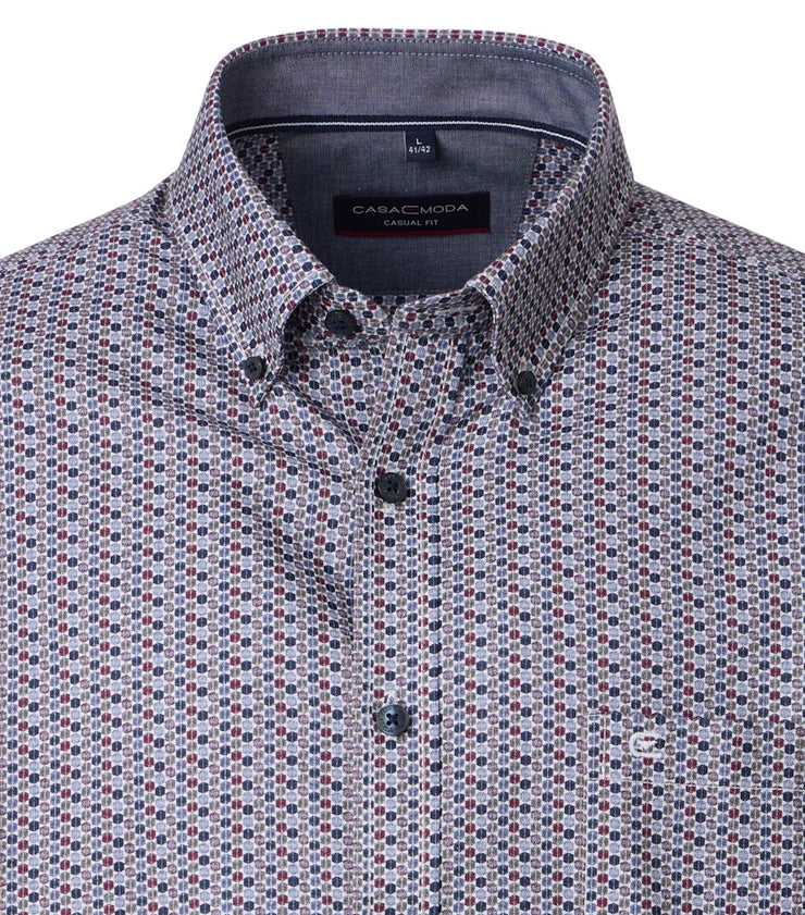 Casa Moda – Casual Fit – Red Print – Cotton Poplin Shirt