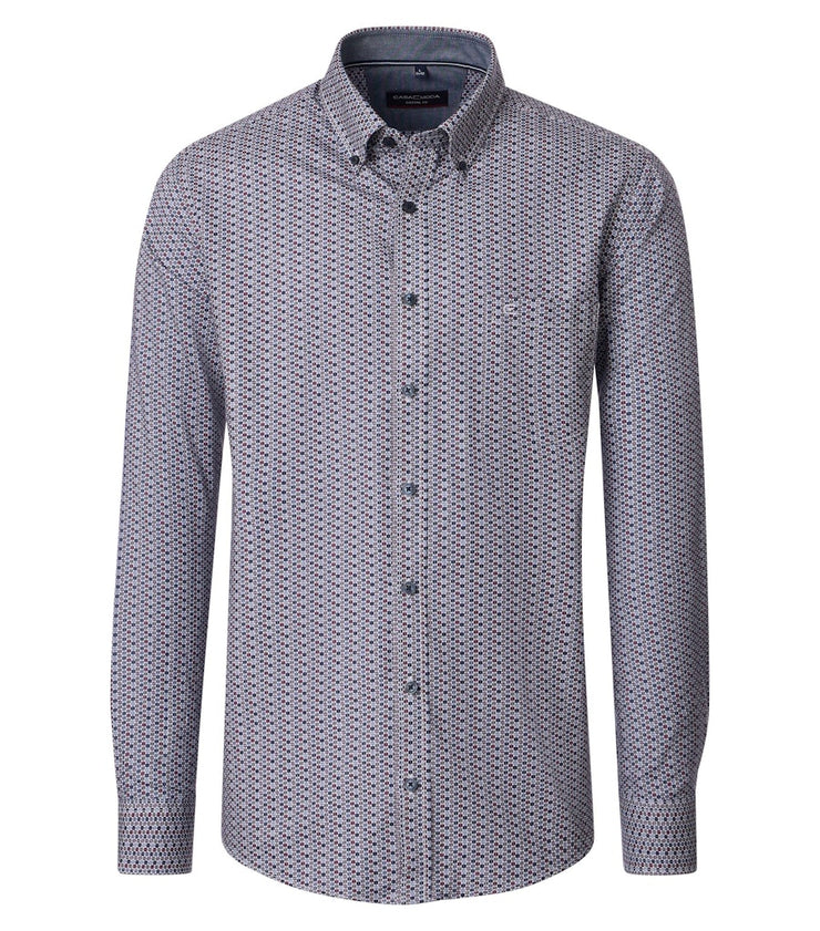 Casa Moda – Casual Fit – Red Print – Cotton Poplin Shirt