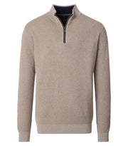 Casa Moda – Troyer – Regular Fit – Beige – Half-Zip Cotton Knit Sweater