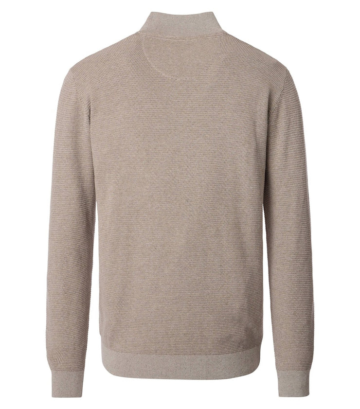 Casa Moda – Troyer – Regular Fit – Beige – Half-Zip Cotton Knit Sweater