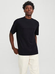 Jack & Jones – Loose Fit – Organic Cotton T-Shirt (Black / White / Ultimate Grey)