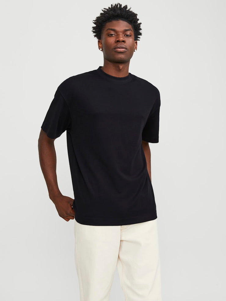 Jack & Jones – Loose Fit – Organic Cotton T-Shirt (Black / White / Ultimate Grey)