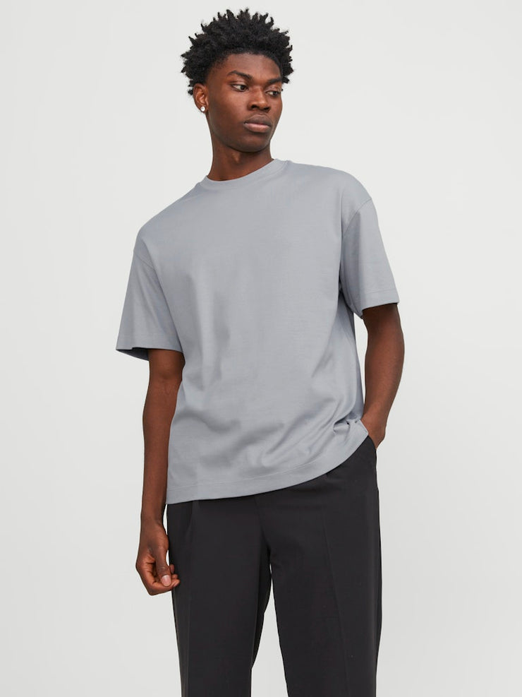Jack & Jones – Loose Fit – Organic Cotton T-Shirt (Black / White / Ultimate Grey)