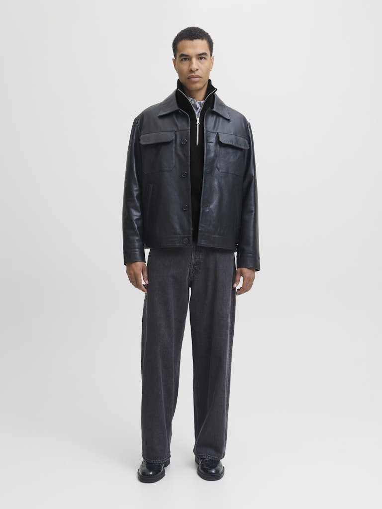 Jack &amp; Jones – Black - Relaxed Fit –Half Zip Jumper