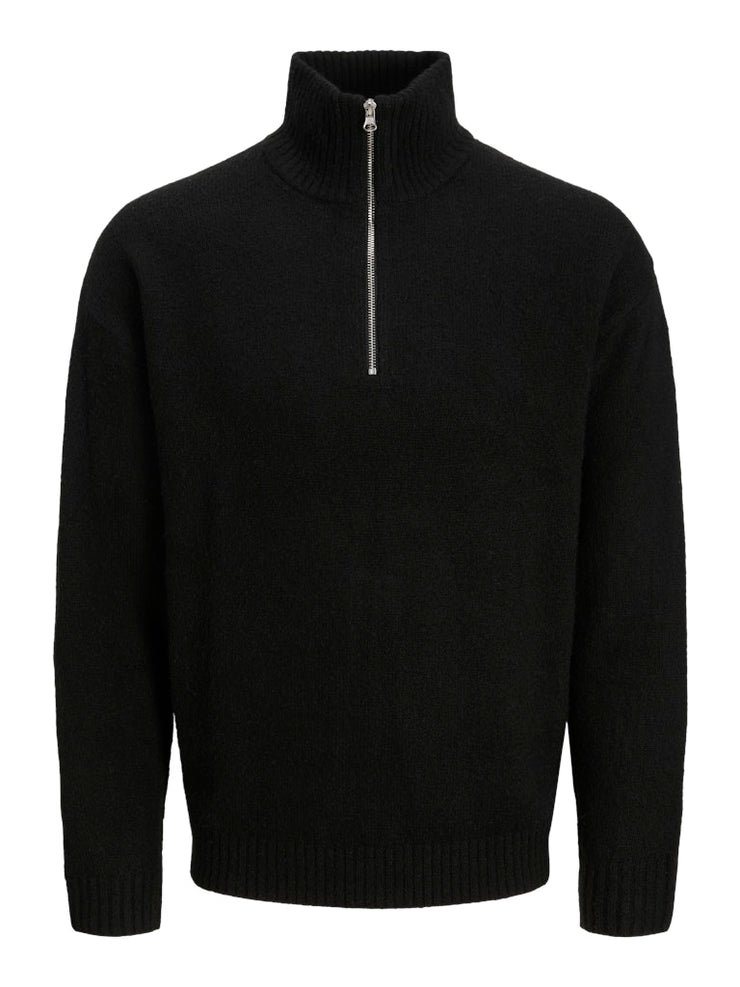 Jack & Jones – Relaxed Fit – Black – Knitted Half-Zip Pullover