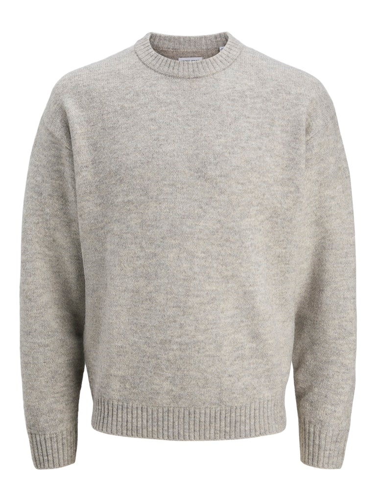Jack &amp; Jones – Relaxed Fit – Light Grey Melange – Knitted Pullover