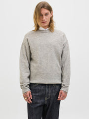 Jack & Jones – Relaxed Fit – Light Grey Melange – Knitted Pullover