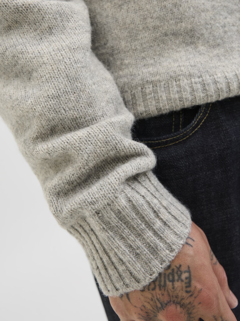 Jack &amp; Jones – Relaxed Fit – Light Grey Melange – Knitted Pullover