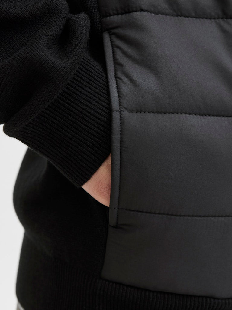 Jack &amp; Jones – Regular Fit – Black – Knit Hybrid
