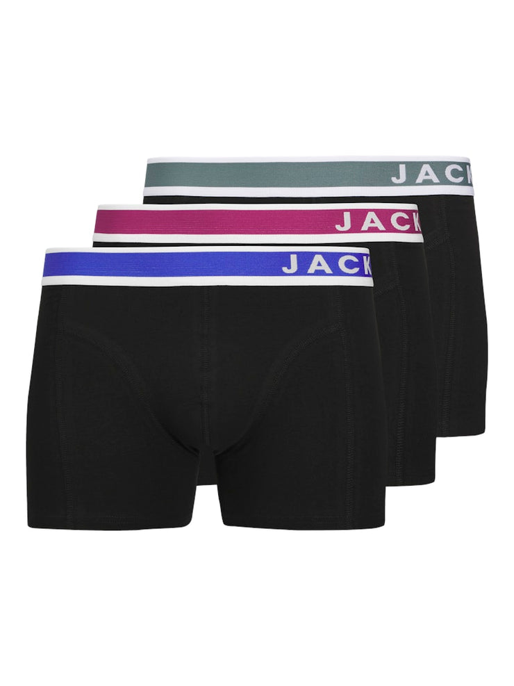 Jack & Jones – JACEASTON Solid Trunks 3-Pack – Black