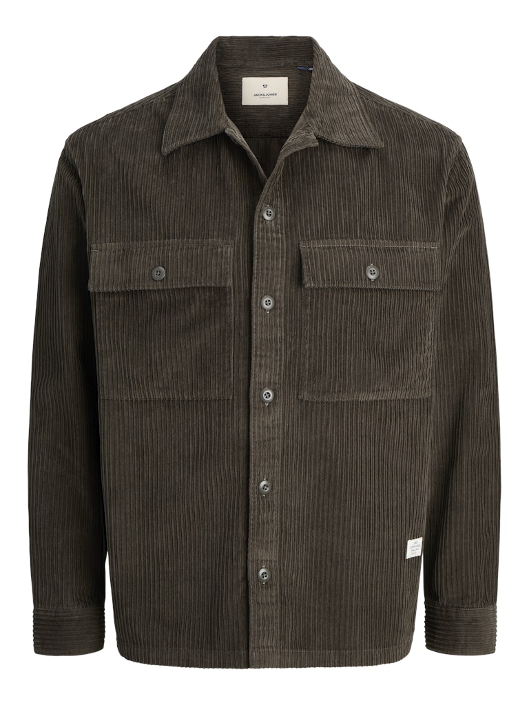 Jack &amp; Jones – Relaxed Fit – Black Olive – Corduroy Overshirt