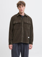 Jack & Jones – Relaxed Fit – Black Olive – Corduroy Overshirt