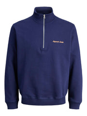 Jack & Jones – Relaxed Fit – Ocean Cavern – High Neck Zip Sweatshirt