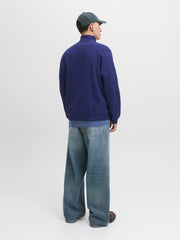 Jack & Jones – Relaxed Fit – Ocean Cavern – High Neck Zip Sweatshirt