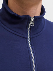Jack & Jones – Relaxed Fit – Ocean Cavern – High Neck Zip Sweatshirt