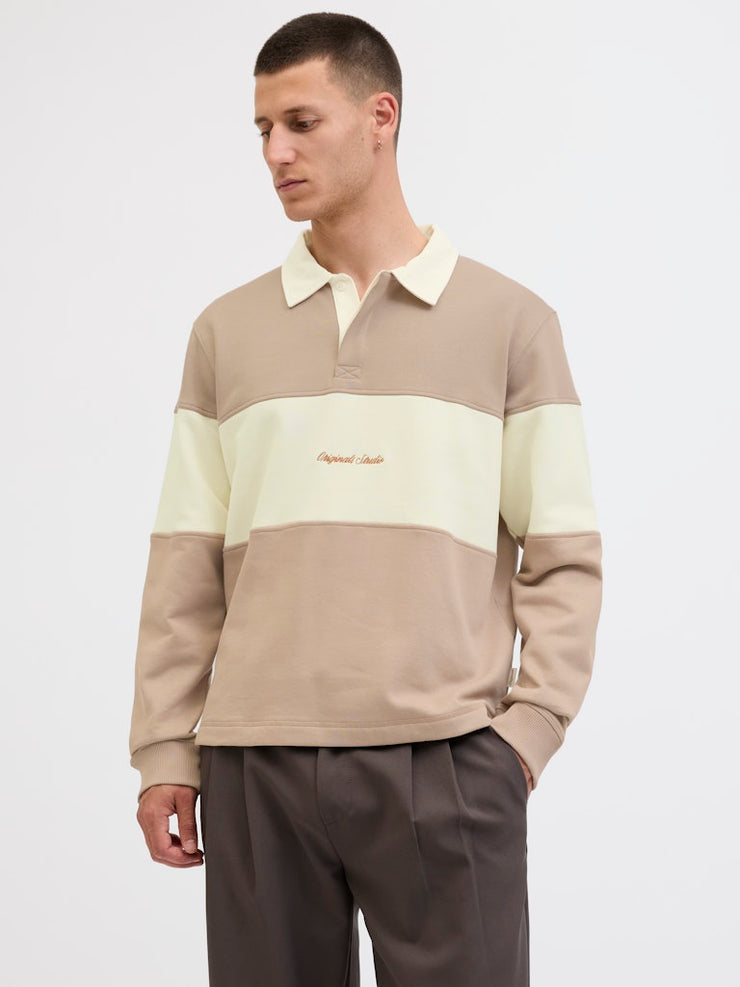 Jack & Jones – Relaxed Fit – Mocha Meringue – Polo Sweatshirt