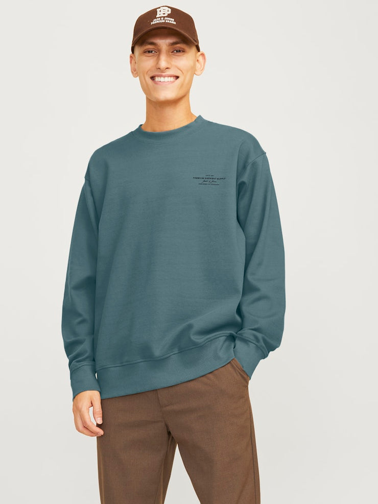 Jack & Jones – Relaxed Fit – Goblin Blue – Branding Crew Neck Sweatshirt