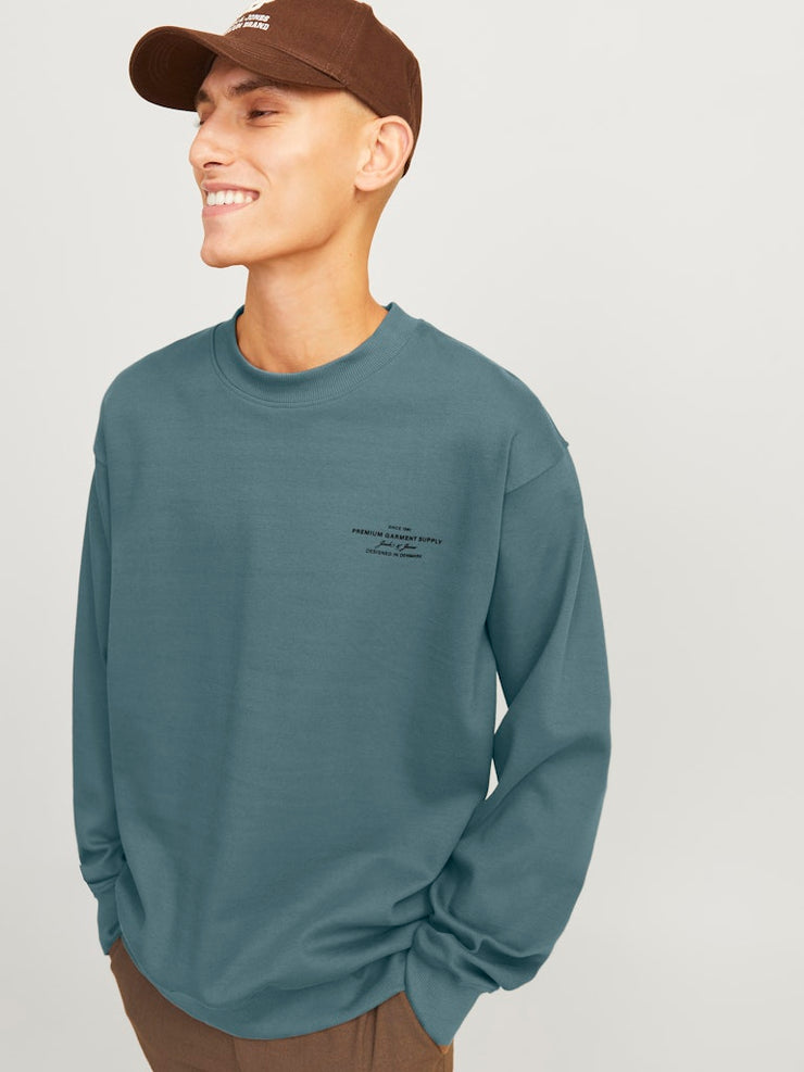 Jack & Jones – Relaxed Fit – Goblin Blue – Branding Crew Neck Sweatshirt