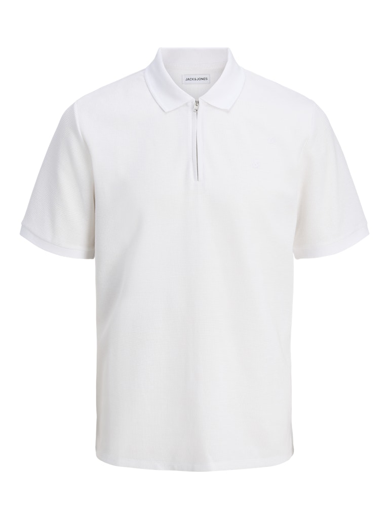 Jack &amp; Jones – Regular Fit – White/Navy – JJEAUSTIN Zip Polo SS