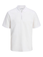 Jack & Jones – Regular Fit – White/Navy – JJEAUSTIN Zip Polo SS