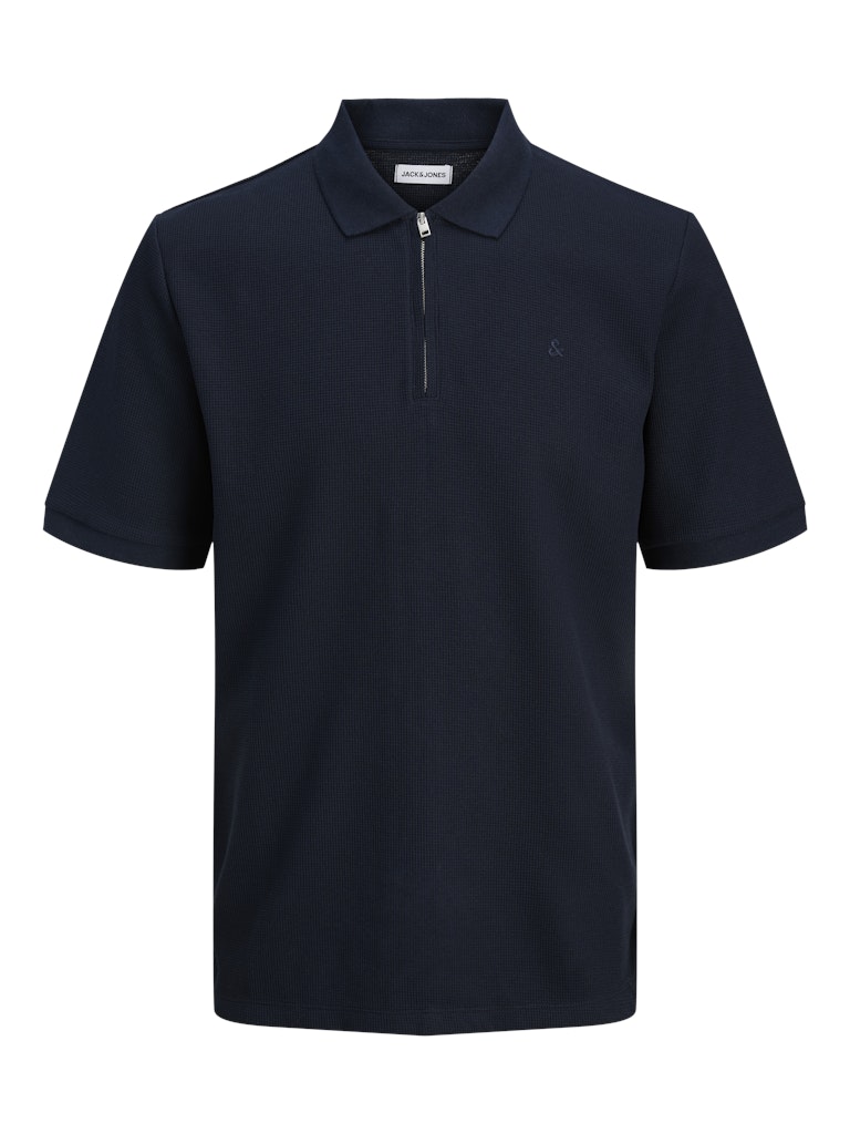 Jack &amp; Jones – Regular Fit – White/Navy – JJEAUSTIN Zip Polo SS