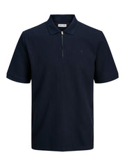Jack & Jones – Regular Fit – White/Navy – JJEAUSTIN Zip Polo SS