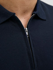 Jack & Jones – Regular Fit – White/Navy – JJEAUSTIN Zip Polo SS