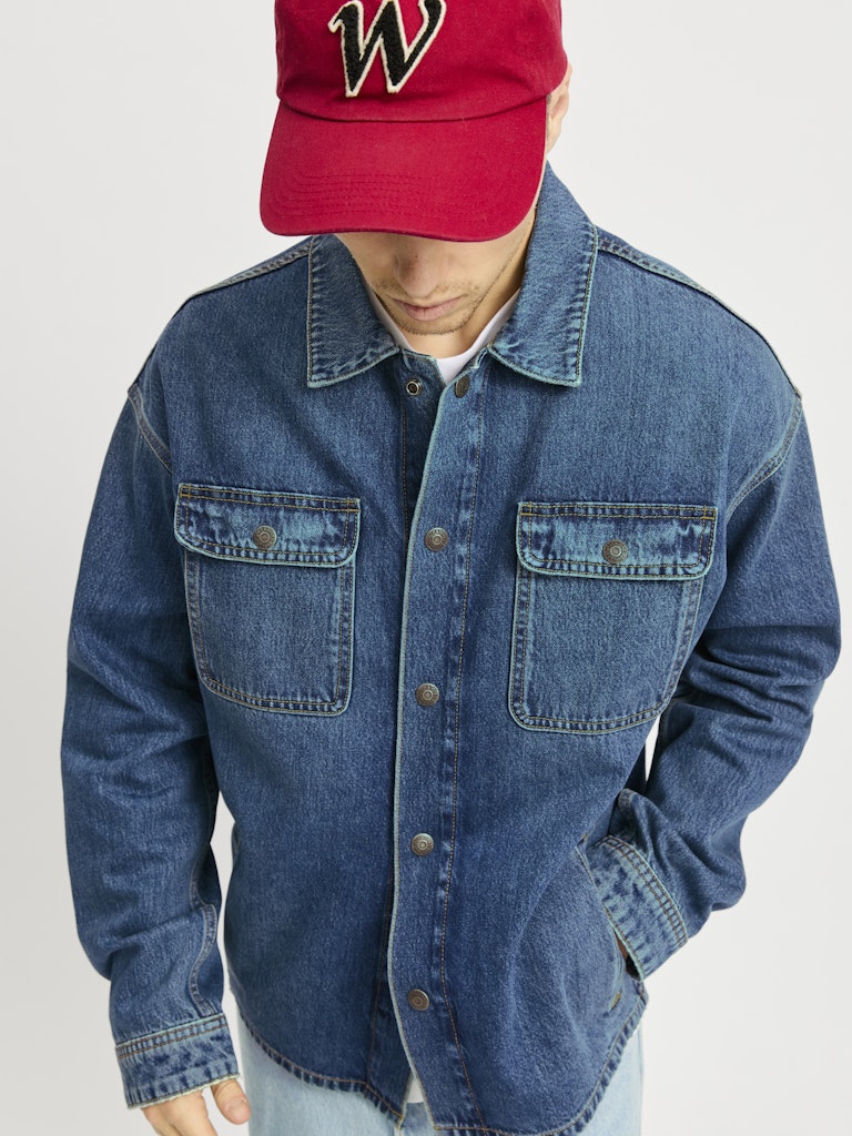 Jack &amp; Jones – Chase – Loose Fit – Blue Denim – Overshirt