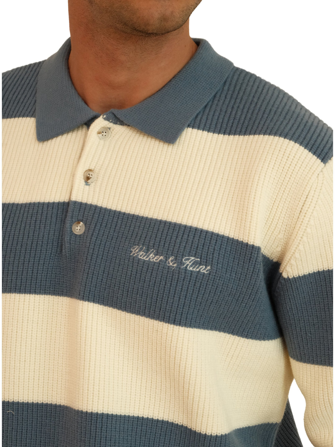 Walker &amp; Hunt – Steel and Cream - Lando Rugby Knit