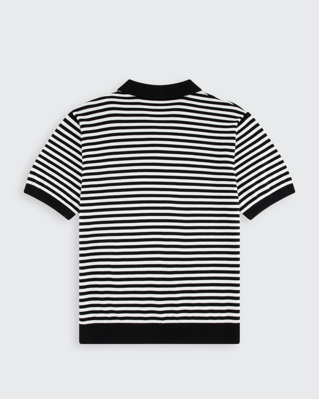Walker &amp; Hunt – Milton Striped Polo Shirt – Black &amp; Cream