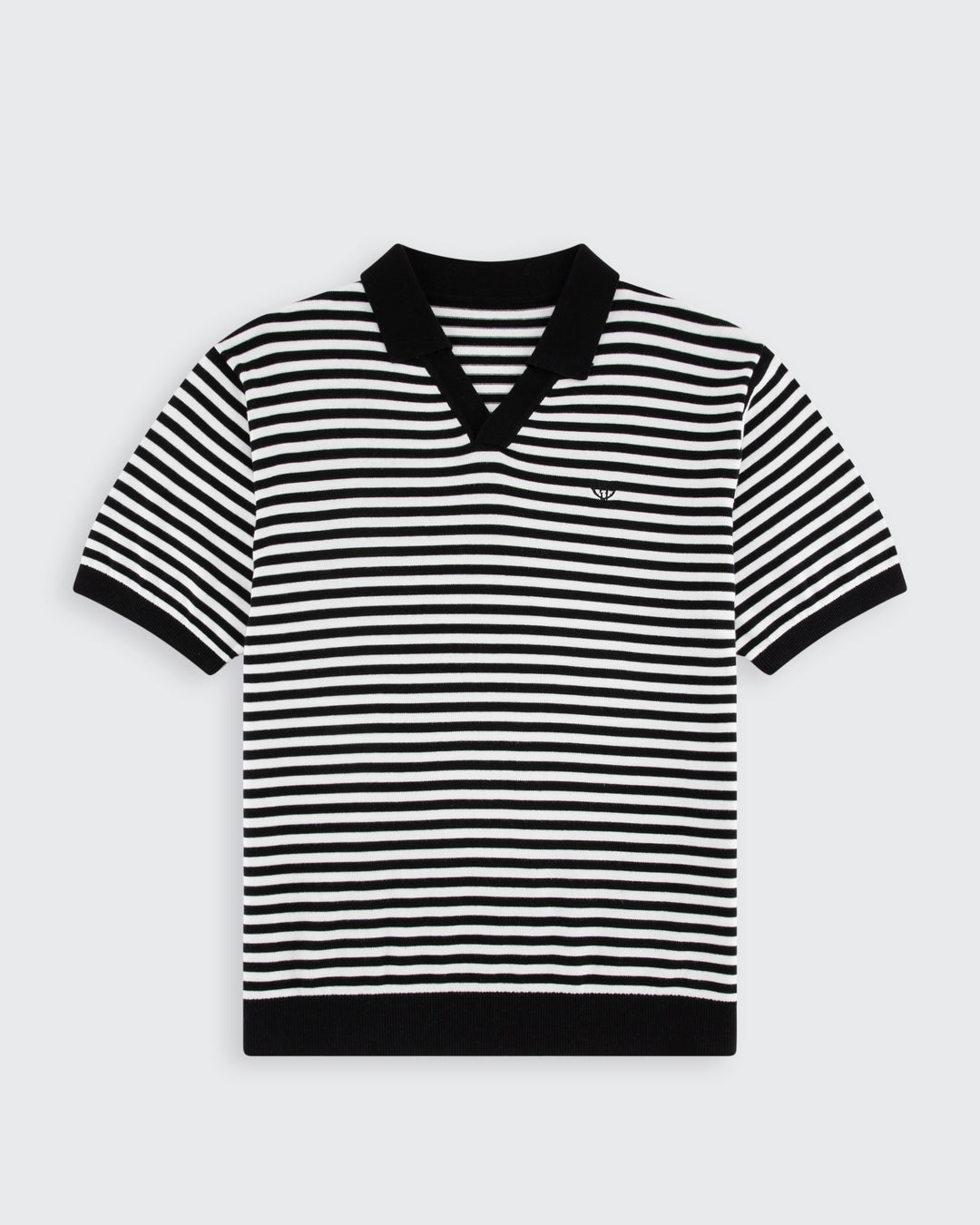 Walker &amp; Hunt – Milton Striped Polo Shirt – Black &amp; Cream