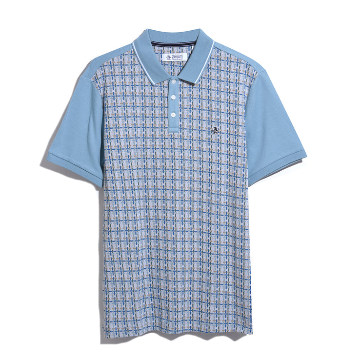 Penguin Jacquard Front Basketweave Pattern Short Sleeve Polo Shirt