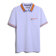 Abstract Stripe Tipping Polo Shirt