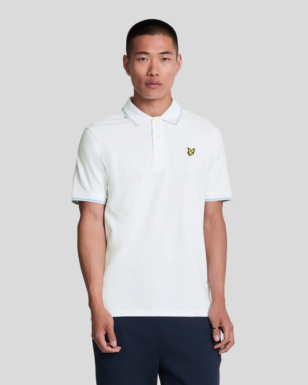 Tipped Polo Shirt – White / Light Blue