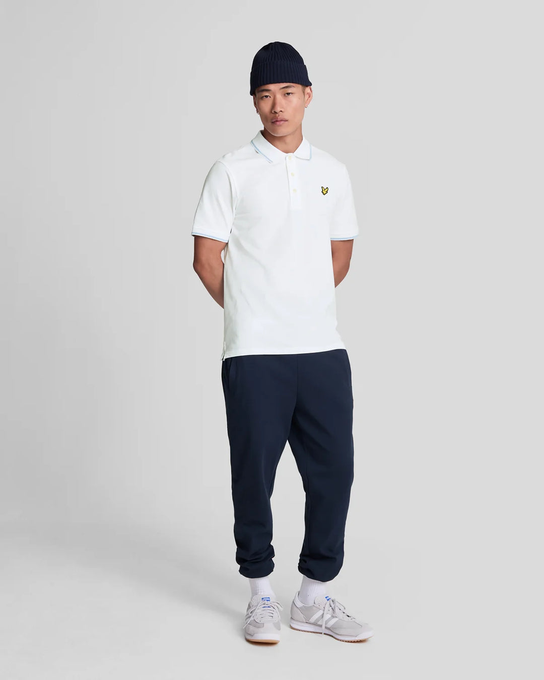 Tipped Polo Shirt – White / Light Blue