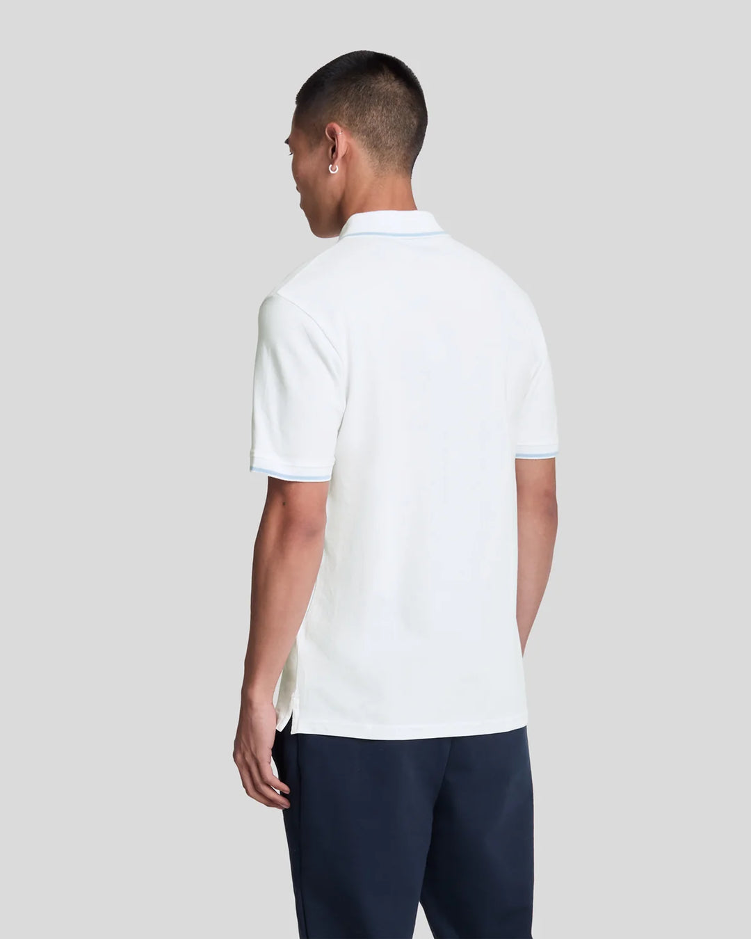 Tipped Polo Shirt – White / Light Blue