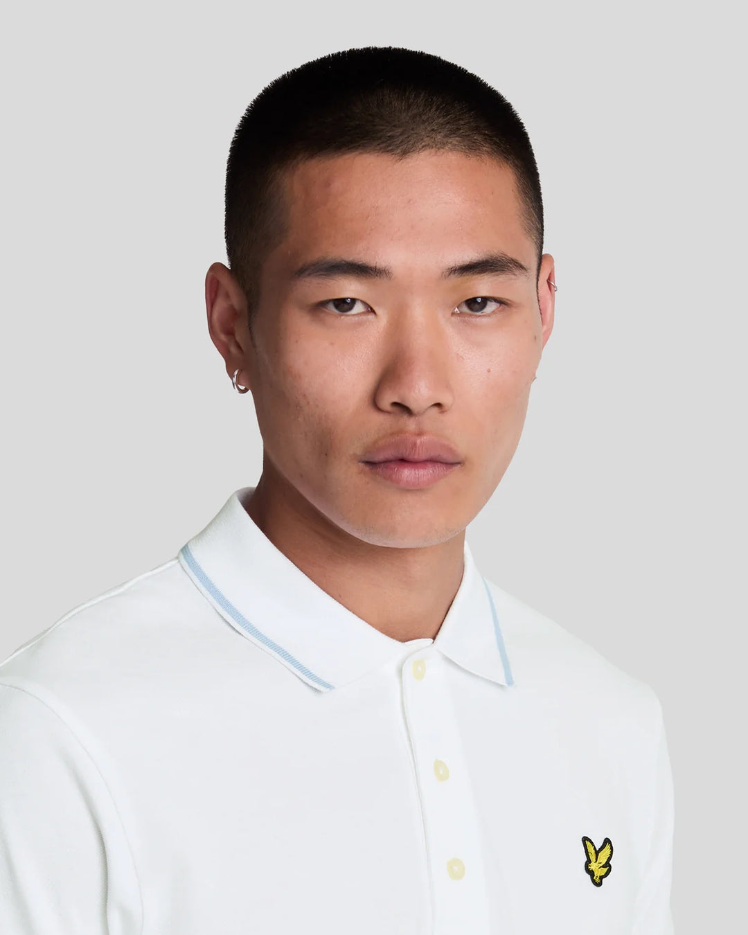Tipped Polo Shirt – White / Light Blue
