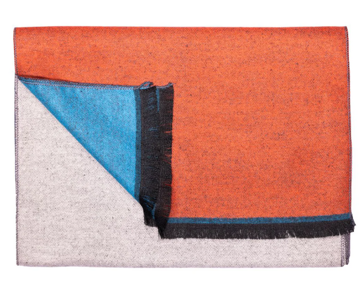 Swole Panda Orange, Blue and Grey Stripe Bamboo Scarf