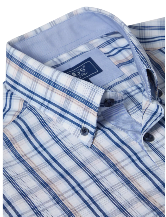 DG’s Drifter – Regular Fit – Blue – Short Sleeve Check Casual Shirt