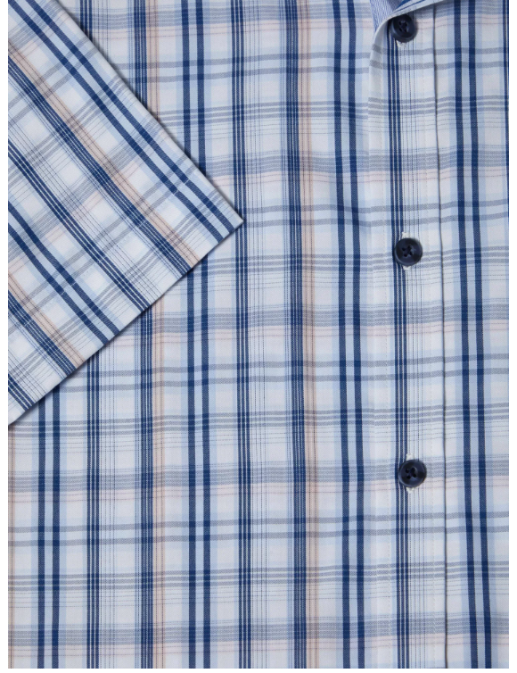 DG’s Drifter – Regular Fit – Blue – Short Sleeve Check Casual Shirt