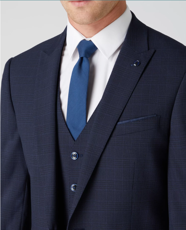 Daniel Grahame – Tapered Fit – Navy – Pablo Checked Waistcoat