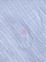 DG’s Drifter – Regular Fit – Light Blue – Short Sleeve Striped Casual Shirt