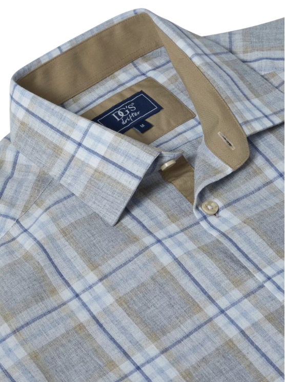 DG’s Drifter – Regular Fit – Light Brown – Short Sleeve Checked Casual Shirt