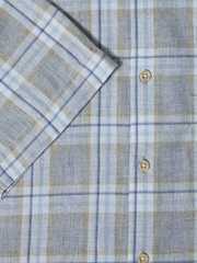 DG’s Drifter – Regular Fit – Light Brown – Short Sleeve Checked Casual Shirt