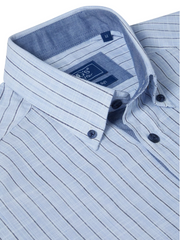 DG’s Drifter – Regular Fit – Light Blue– Short Sleeve Striped Casual Shirt