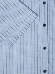 DG’s Drifter – Regular Fit – Light Blue– Short Sleeve Striped Casual Shirt