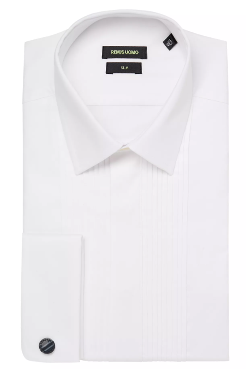 Remus Uomo – Slim Fit – White – Rome Pleated Front Formal Shirt