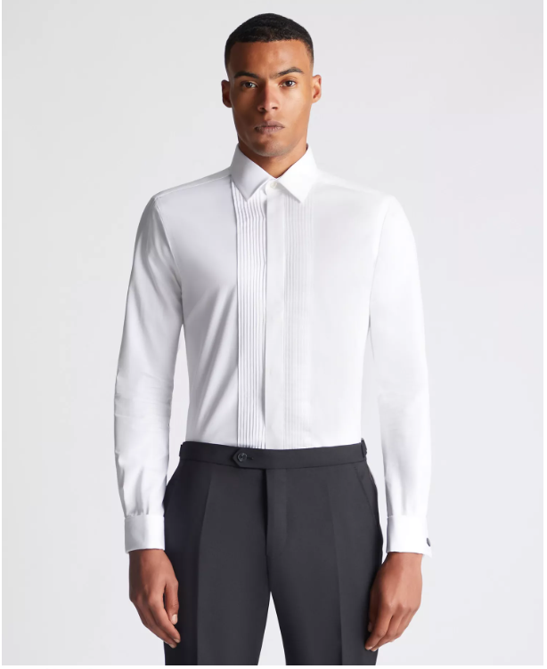 Remus Uomo – Slim Fit – White – Rome Pleated Front Formal Shirt